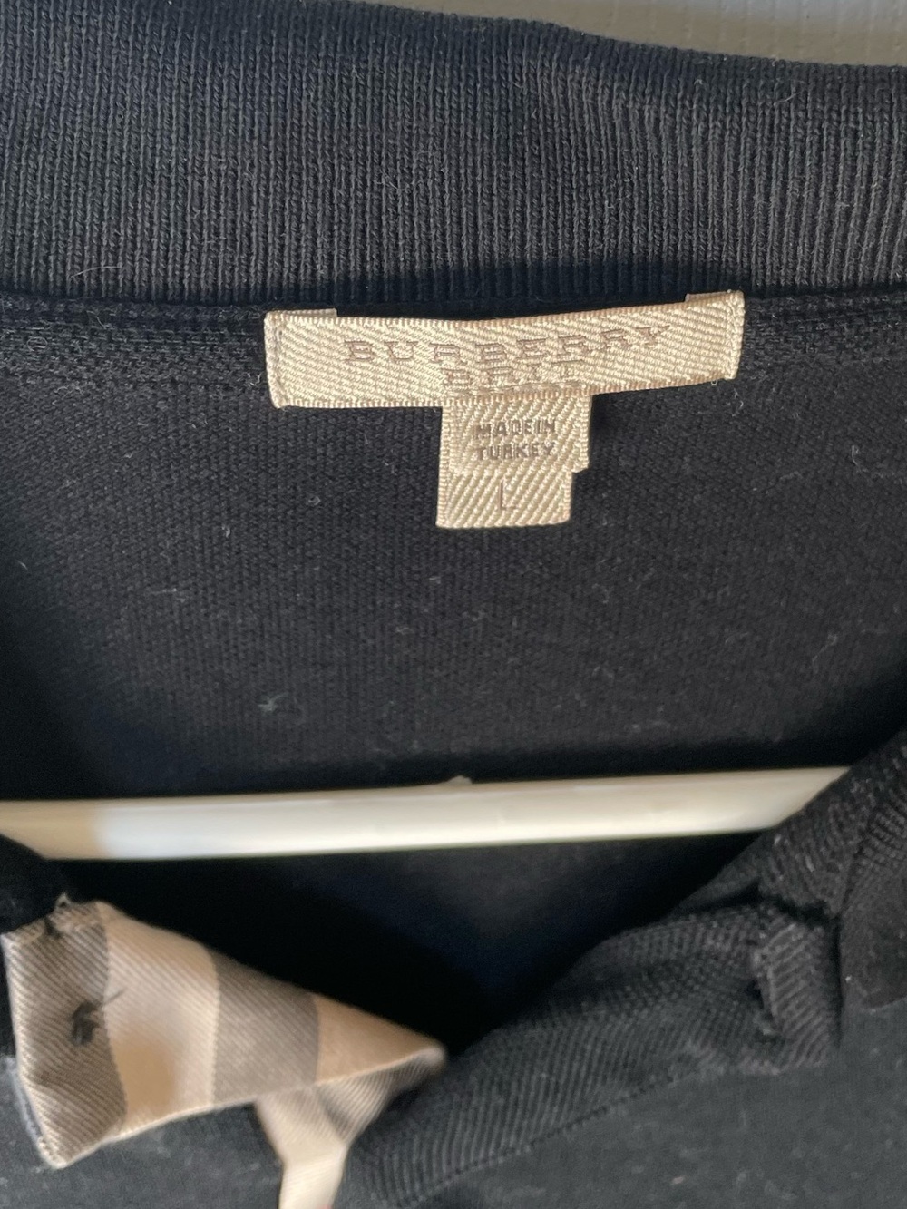 Burberry Men's Black Polo Shirt with Signature Check Trim - Picture 3 of 3
